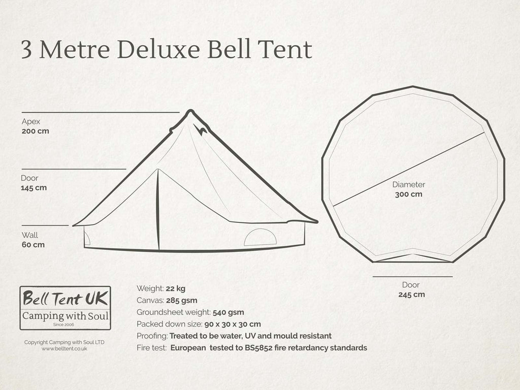 3m deluxe bell tent diagram and dimensions