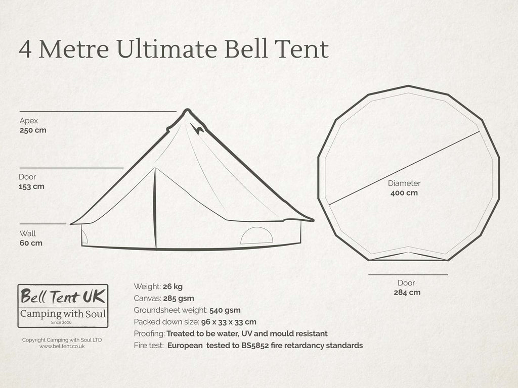 4m ultimate bell tent diagram and dimensions