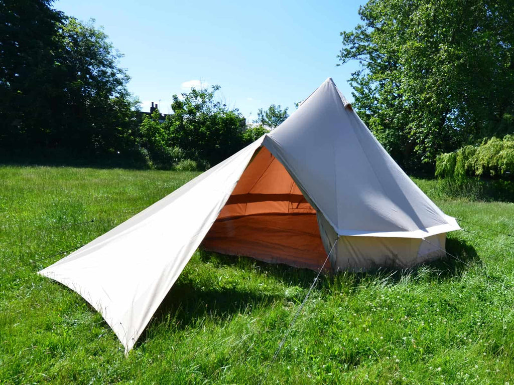 Triangle cotton canvas pro awning and 4m bell tent