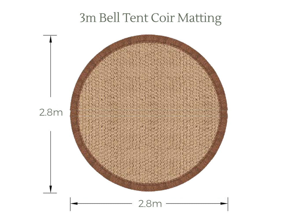 3m bell tent coir matting diagram and dimensions 2.8 x 2.8m