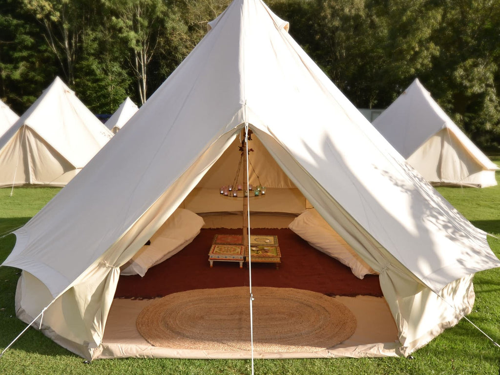4m deluxe bell tent with rugs and mattresses