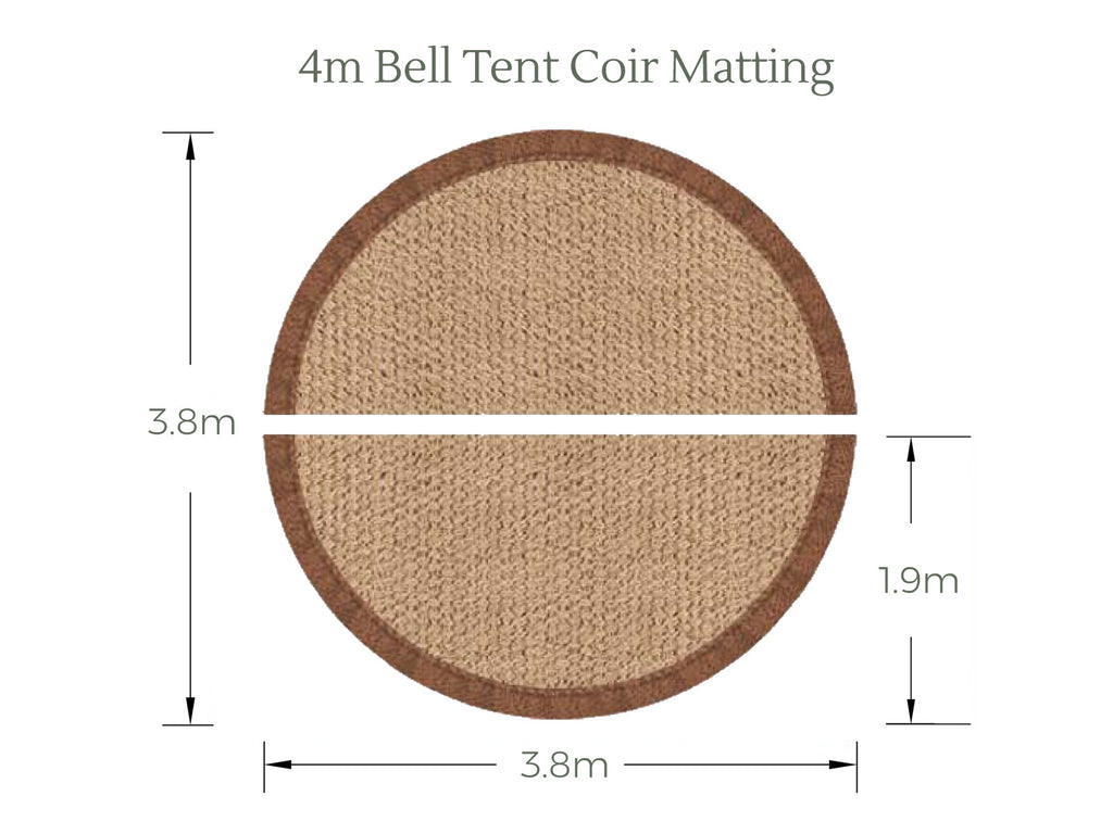 4m bell tent coir matting diagram and dimensions 3.8 x 3.8 m