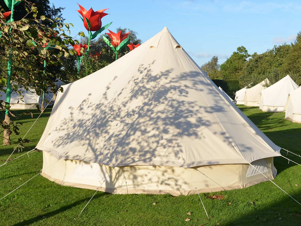 Side view of cotton canvas 5m deluxe bell tent