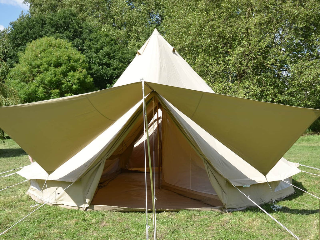 6m twin door bell tent with awning and inner tent