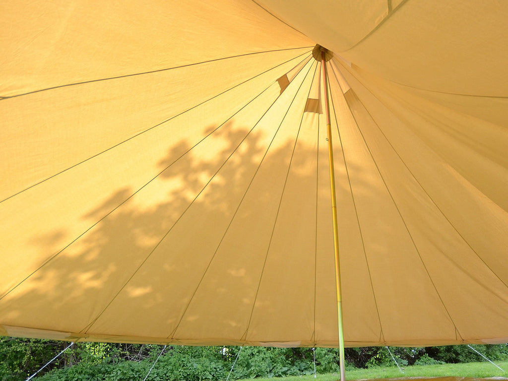 Walls rolled up on 6 metre ultimate bell tent