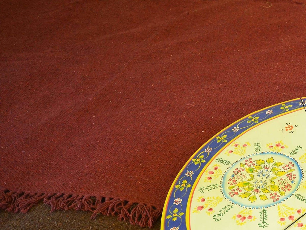 Burgundy eco natural hand loomed rug