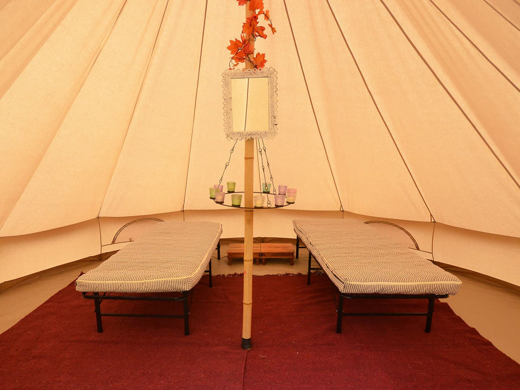 Organic Naturalmat camp beds inside a bell tent