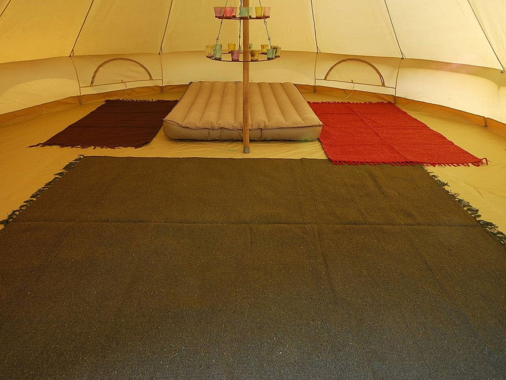 Bell tent with eco natural handloomed rugs