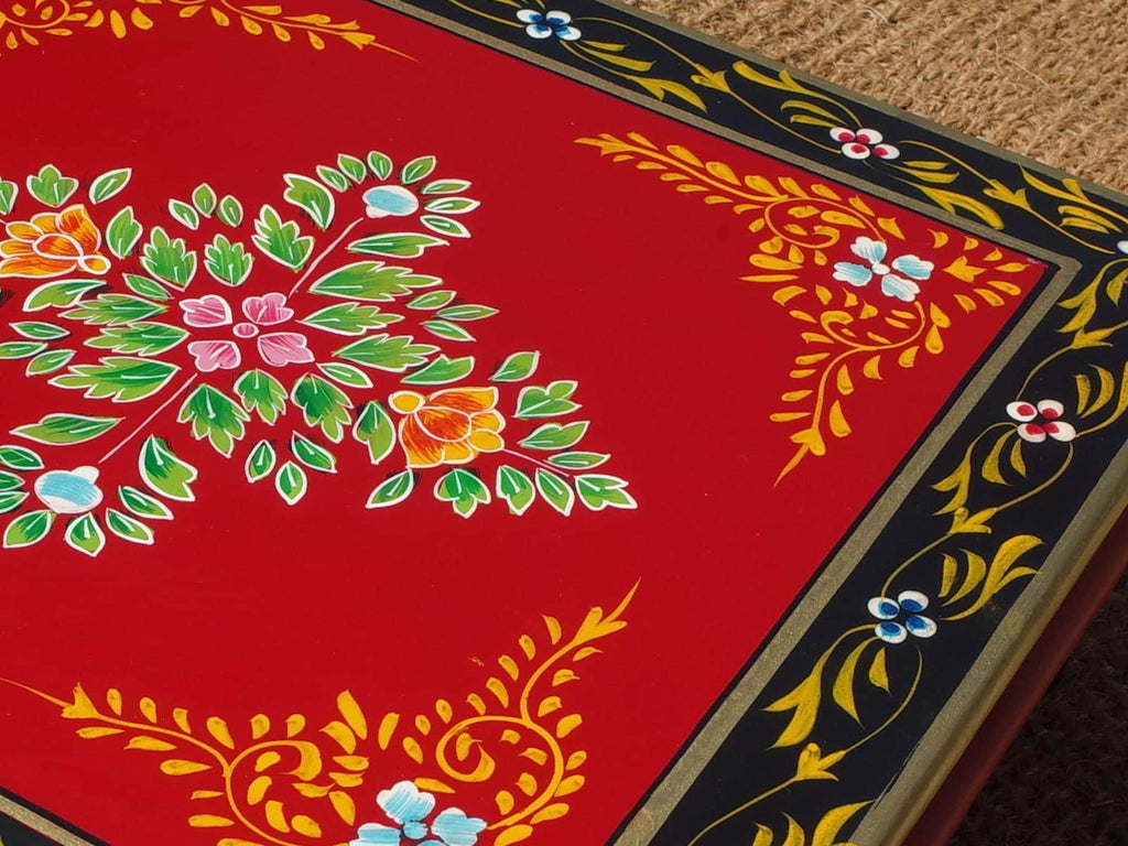Ornate hand painted Indian table - Red & Gold