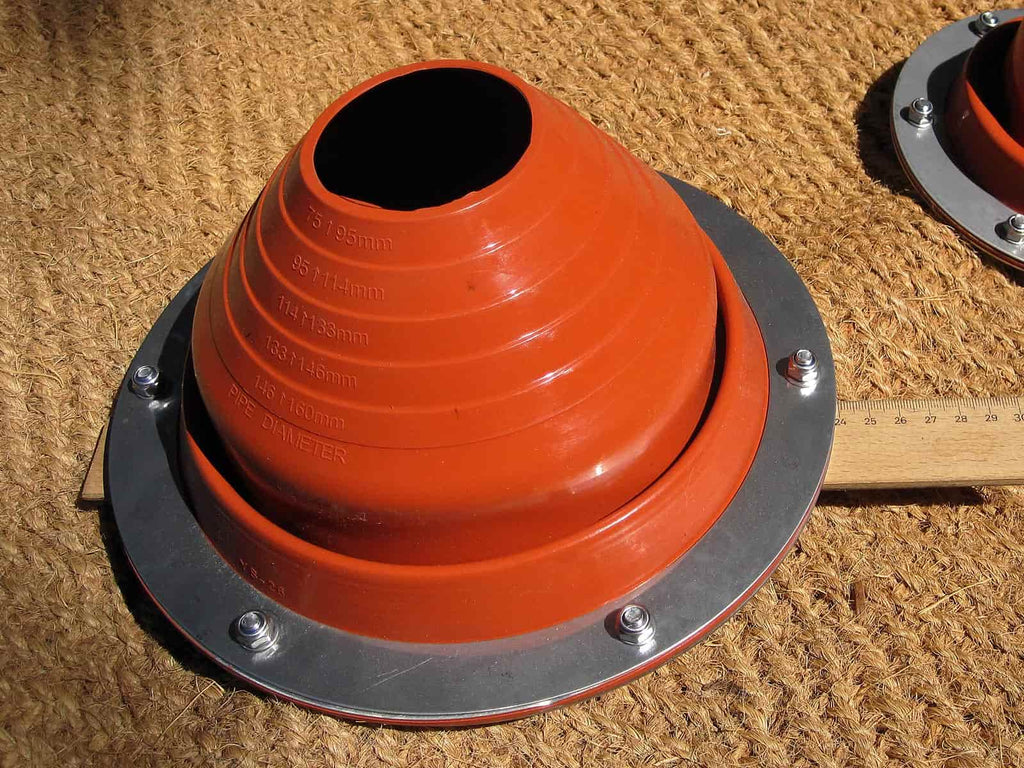 Tent stove flashing kit for large flue pipes