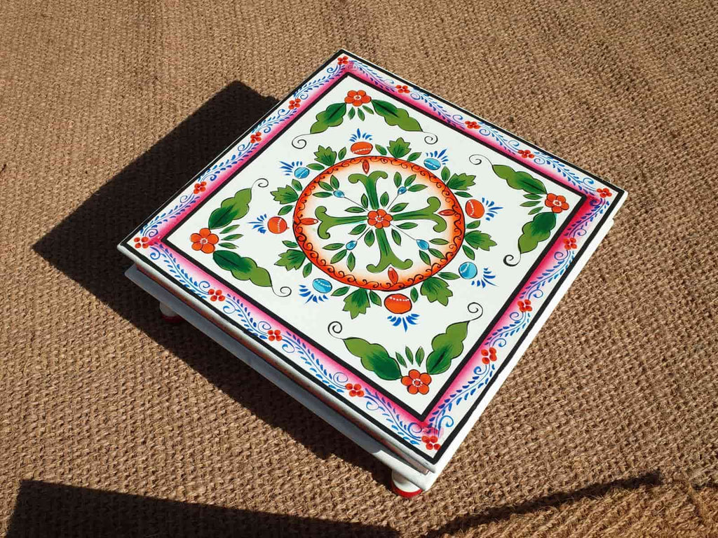 Portable square low-level table - Cream