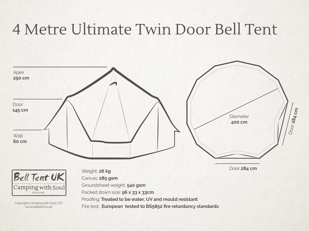 Diagram - 4m ultimate pro twin door bell tent 