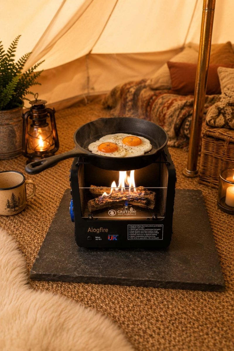 Feature - Alogfire, cast iron pan cooking egs