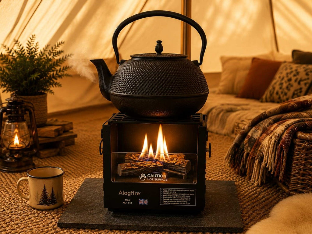 Portable Small Fire Alogfire Mini Portable Log Fire - Bell Tent UK