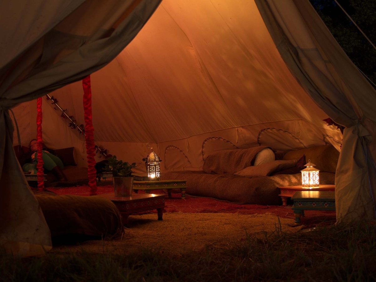 glamping tent inside 6m Ultimate Emperor Bell Tent with Zip-In Ground Sheet