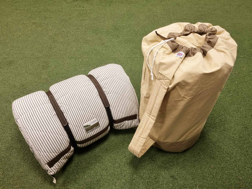 Upcycled canvas bag for Naturalmat camping mattress