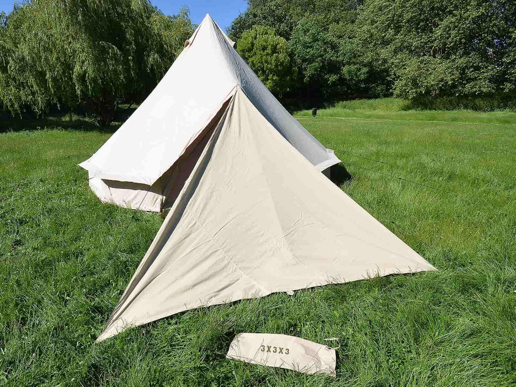 3m x 3m x 3m pro awning and 4m pro bell tent