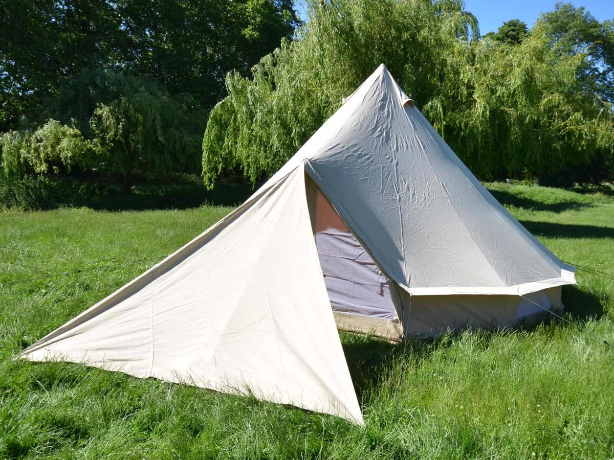 3x3x3m PRO Awning • Triangle Cotton Canvas Tarp • Bell Tent UK