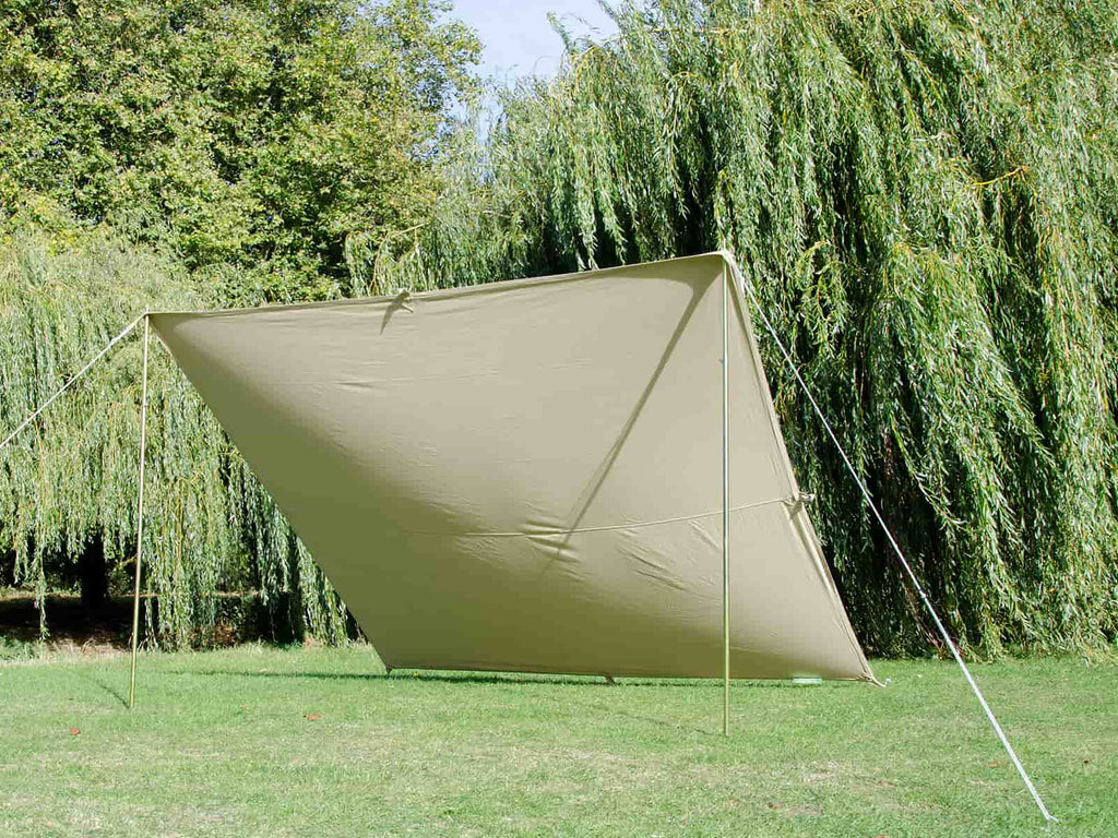Square 3 x 3 m pro awning tarp, natural cotton