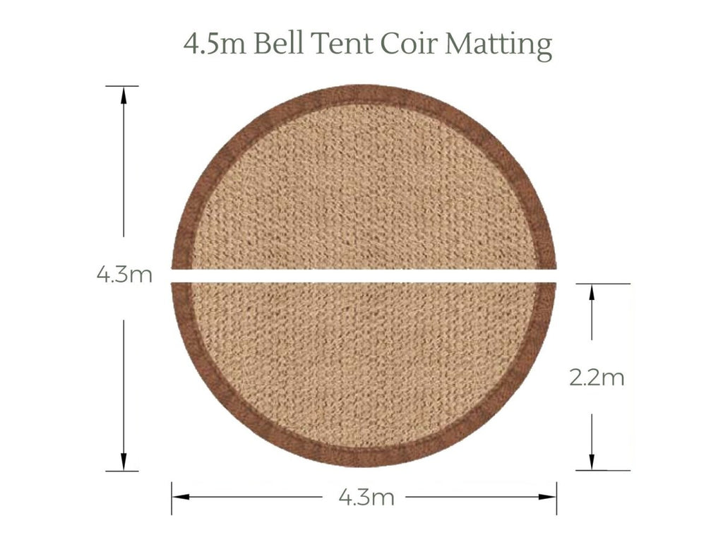 4.5m bell tent coir matting diagram and dimensions 4.3 x 4.3m