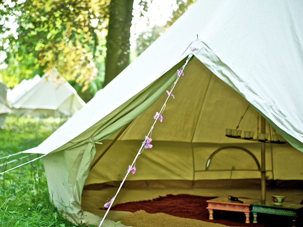 4m deluxe bell tents amongst the shade of trees