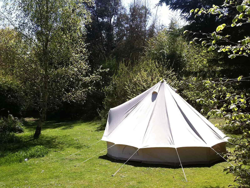Garden camping in a 4m deluxe bell tent
