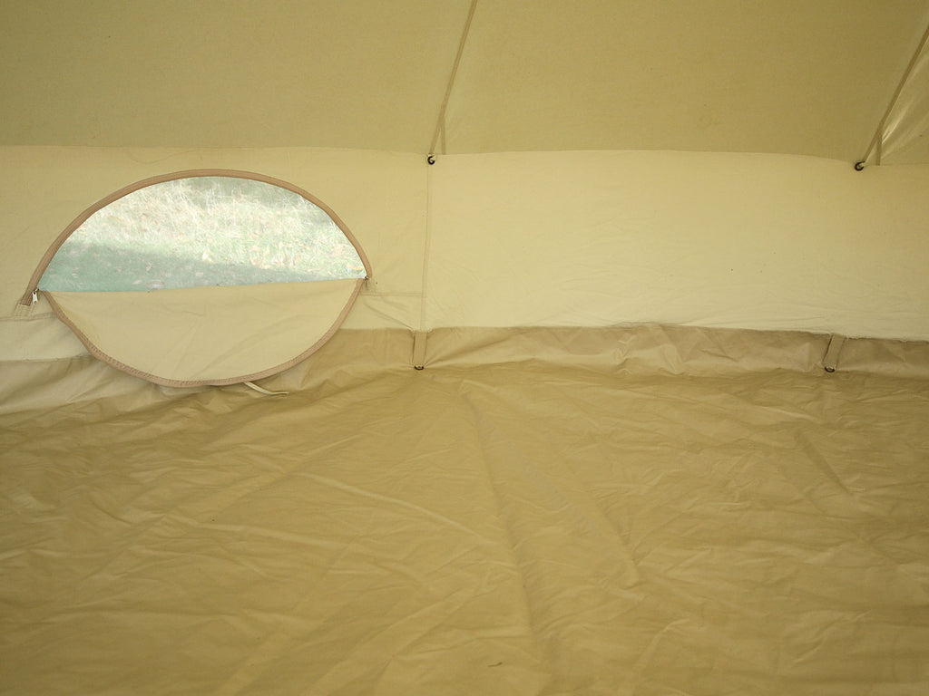 Heavy duty integrated bath tub groundsheet, mesh window, canvas walls and ceiling 