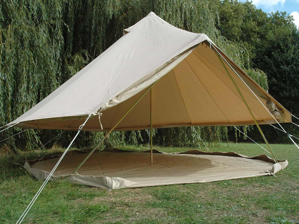 4m ultimate bell tent with walls unzipped and rolled up