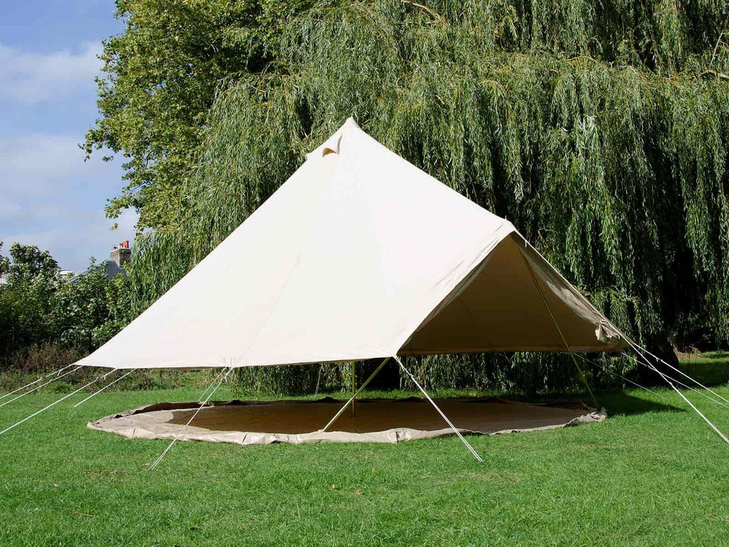 5m zip-in groundsheet bell tent with walls rolled up