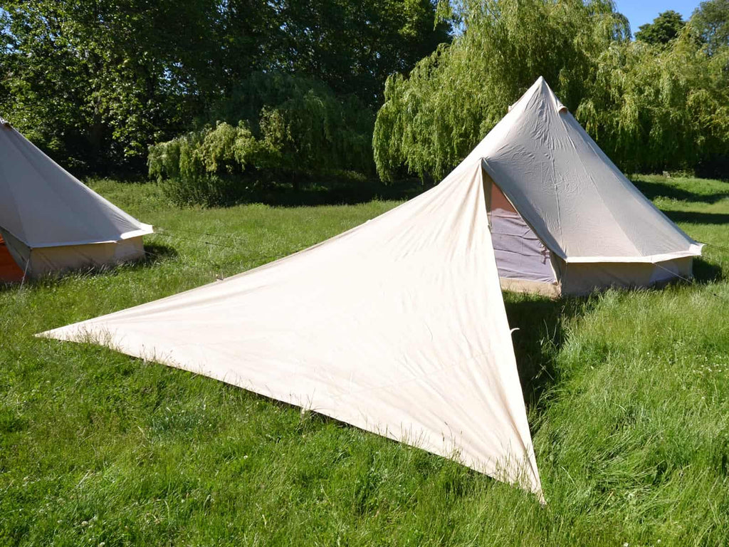 5m x 5m x 5m cotton canvas awning and bell tent