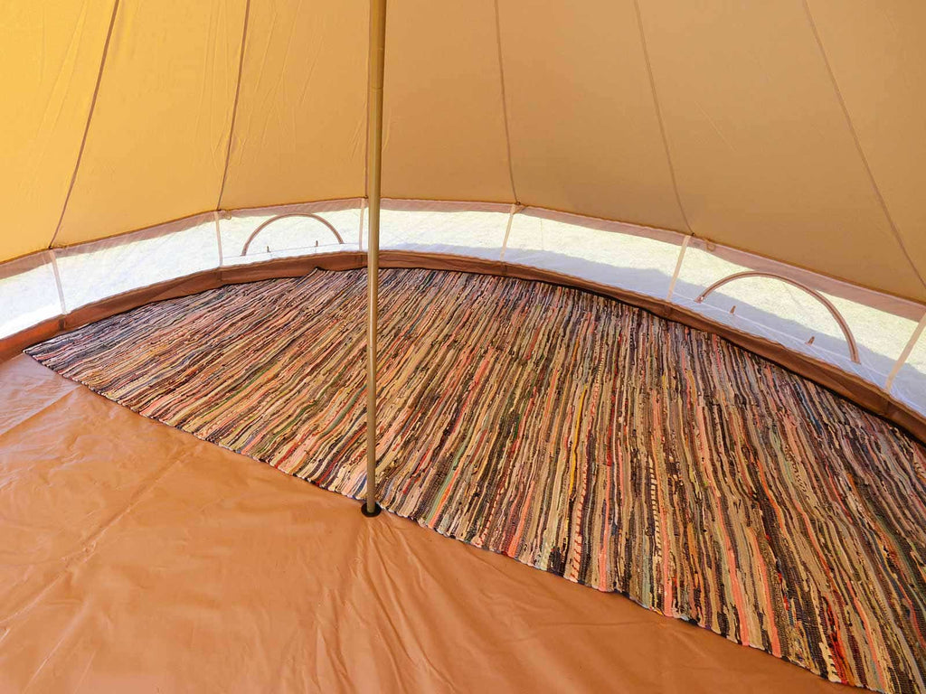 tent rug Recycled Cotton Chindi Carpet for 5m Bell Tent (Half Moon)