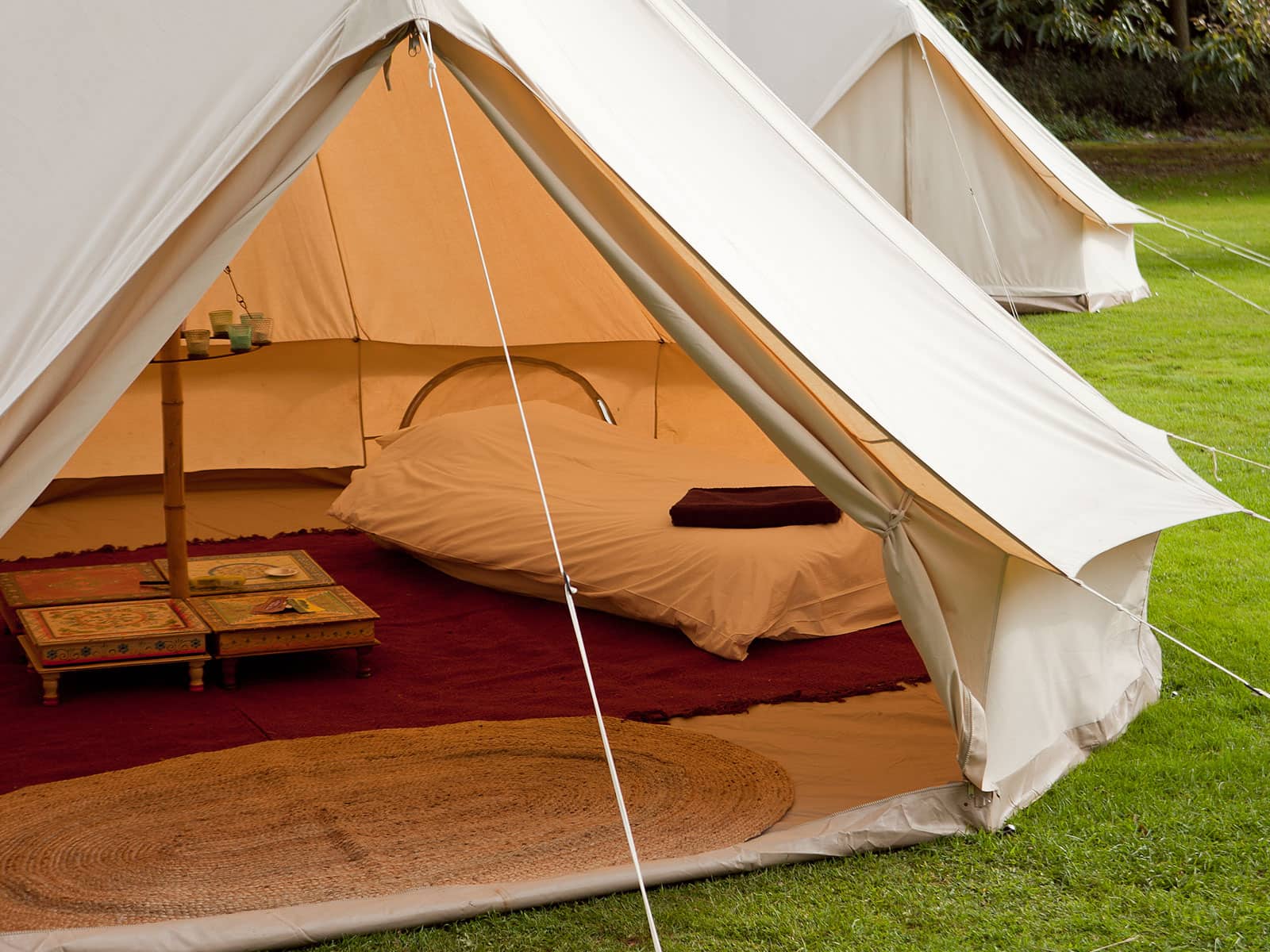 5m deluxe bell tent features a sewn-in bath tub ground sheet