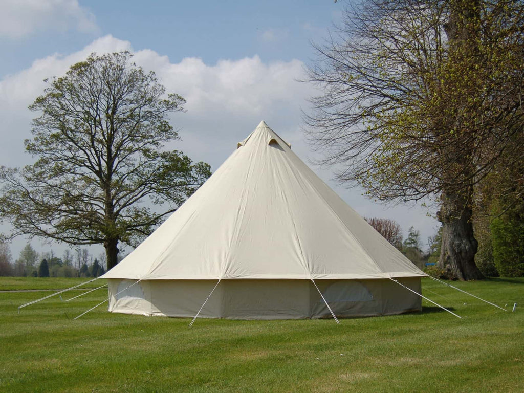 Back view of a 5m standard cotton canvas bell tent 
