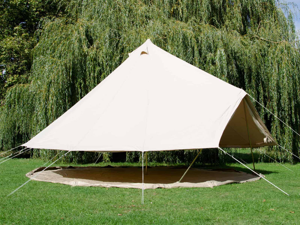5m ultimate zig bell tent with walls rolled up