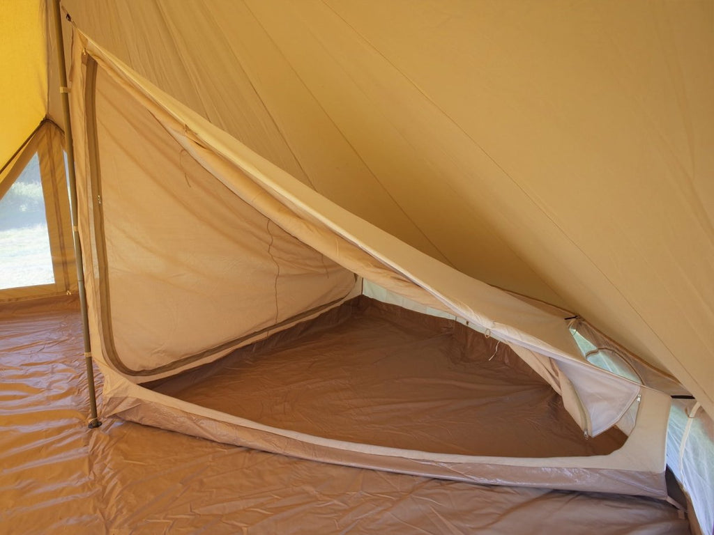 6m bell tent quarter inner tent with door open