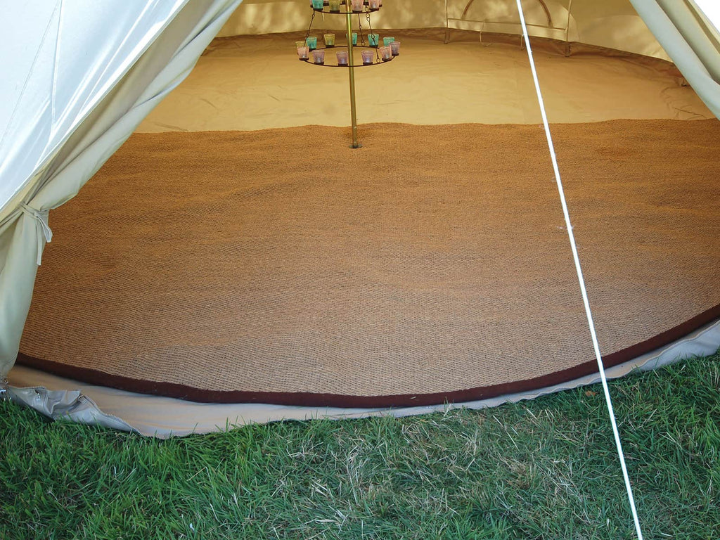 6m bell tent with half moon coir matting