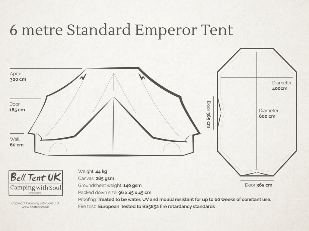 6 metre standard emperor bell tent diagram