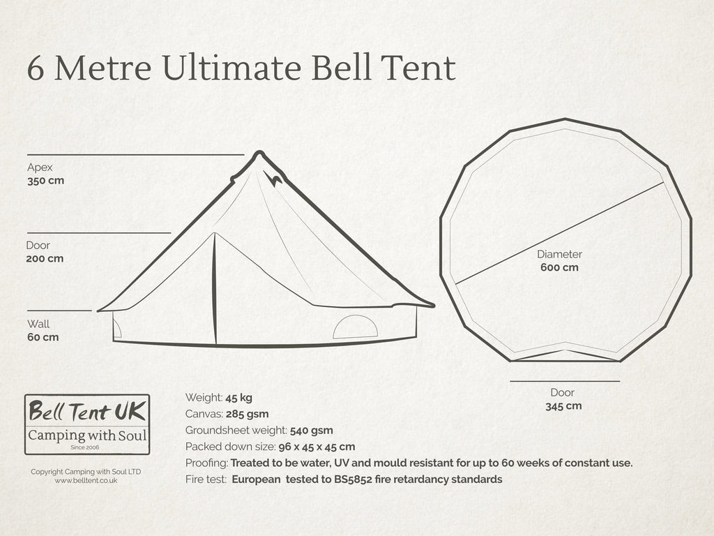 6m ultimate bell tent diagram and dimensions