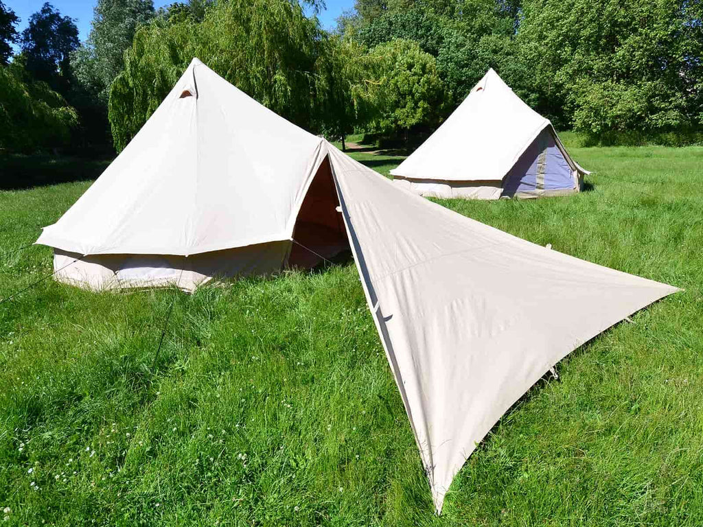 4m x 4m x 4m pro awning and 2 bell tents