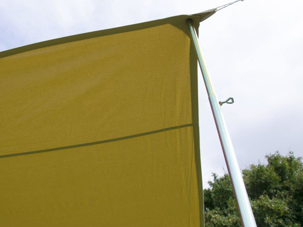 Pro awning pole with adjustment screw and cotton canvas tarp