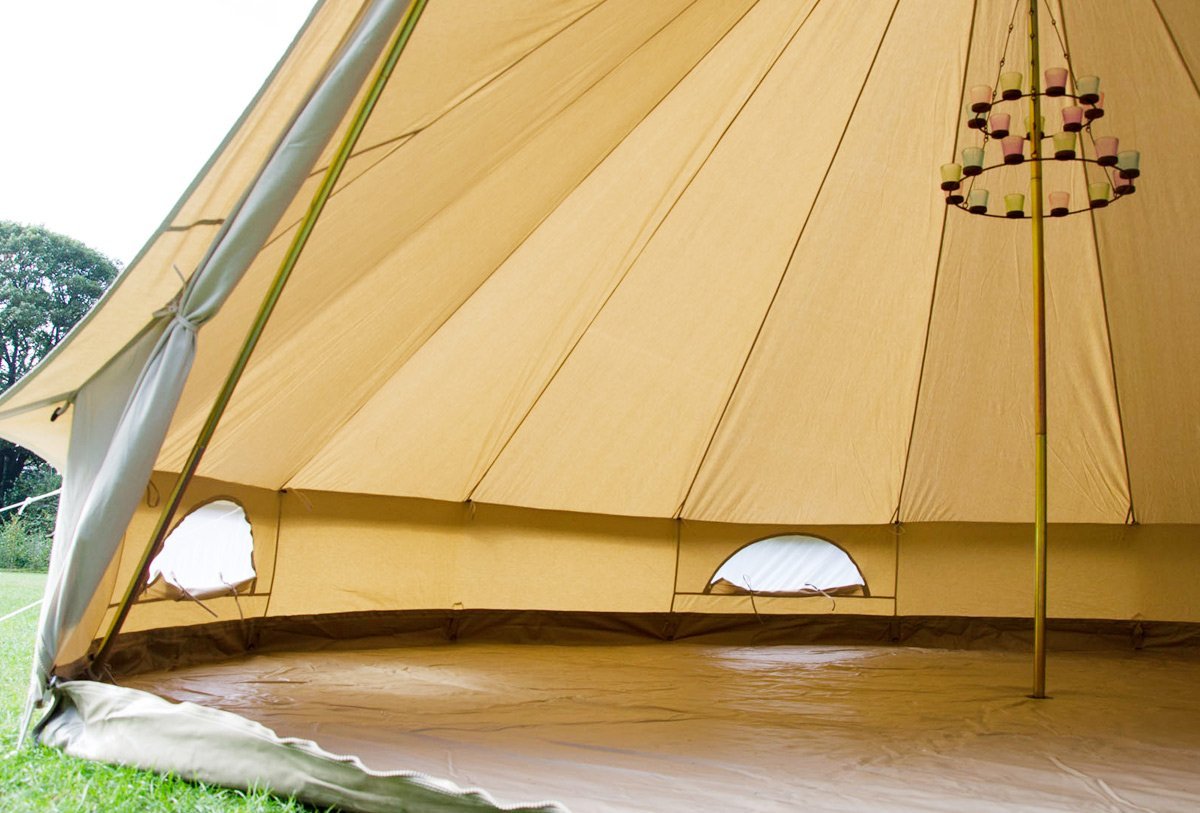 Double tier tea light chandelier in a 5m ultimate bell tent