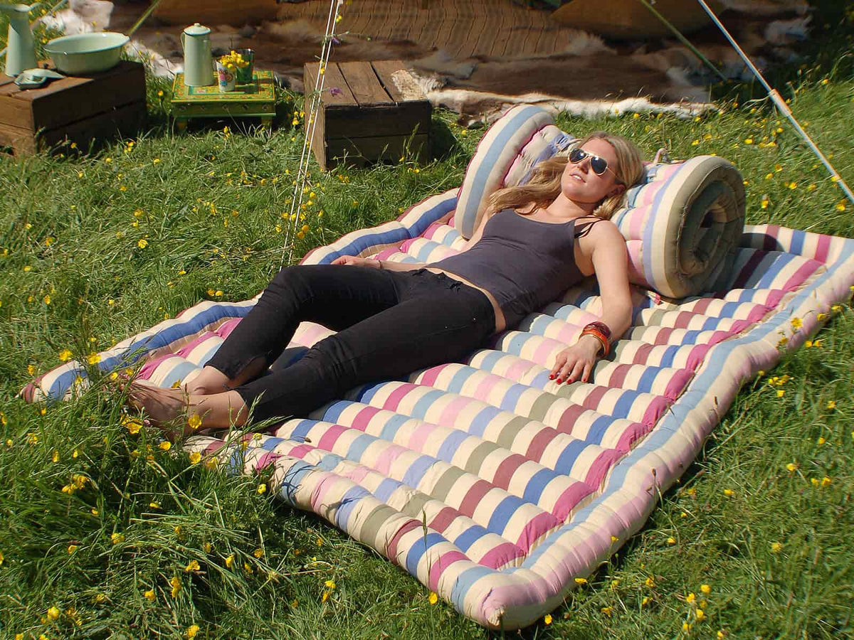 Roll Up Double Mattress • Handmade Natural Cotton Camp Bed • Bell Tent UK
