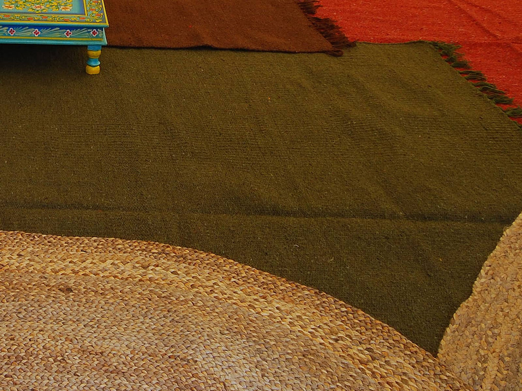 Eco natural handloomed rug green