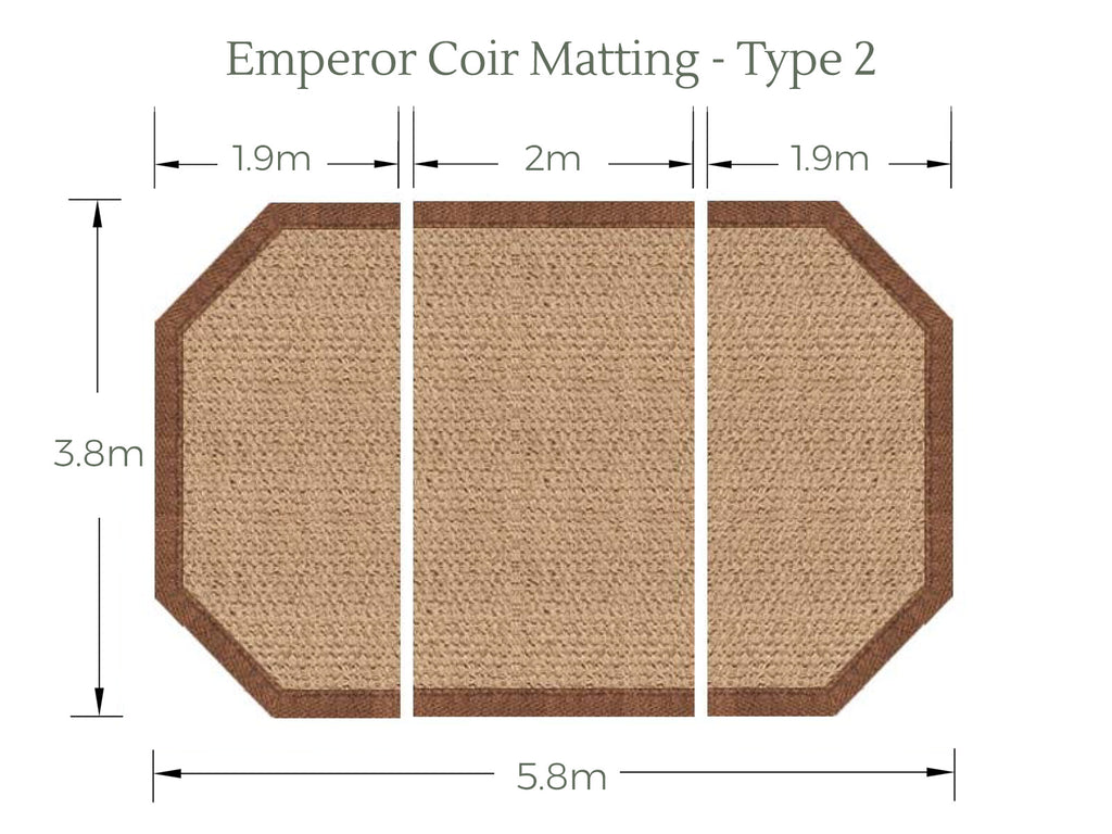 Emperor tent coir matting type 2 diagram and dimensions