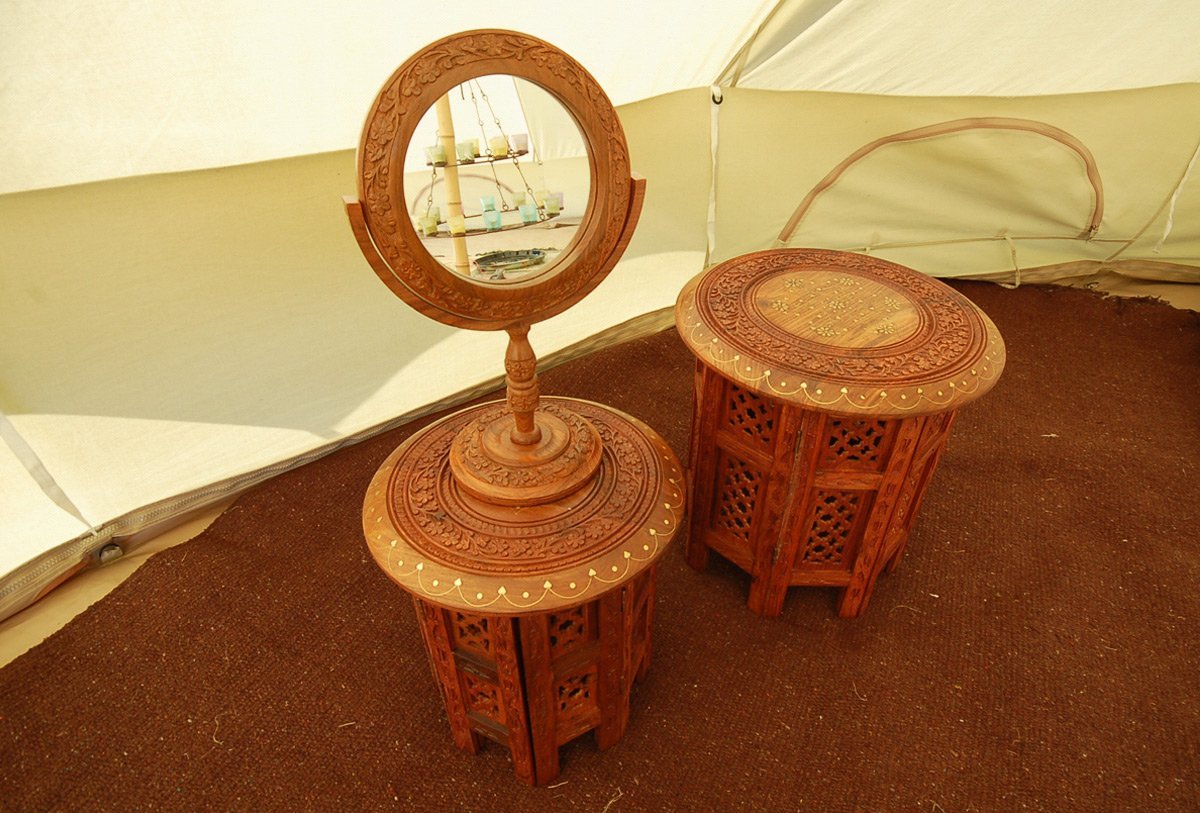 Indian Folding Tables & Mirror