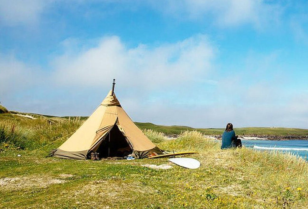 Tipi with anavey frontier tipi stove