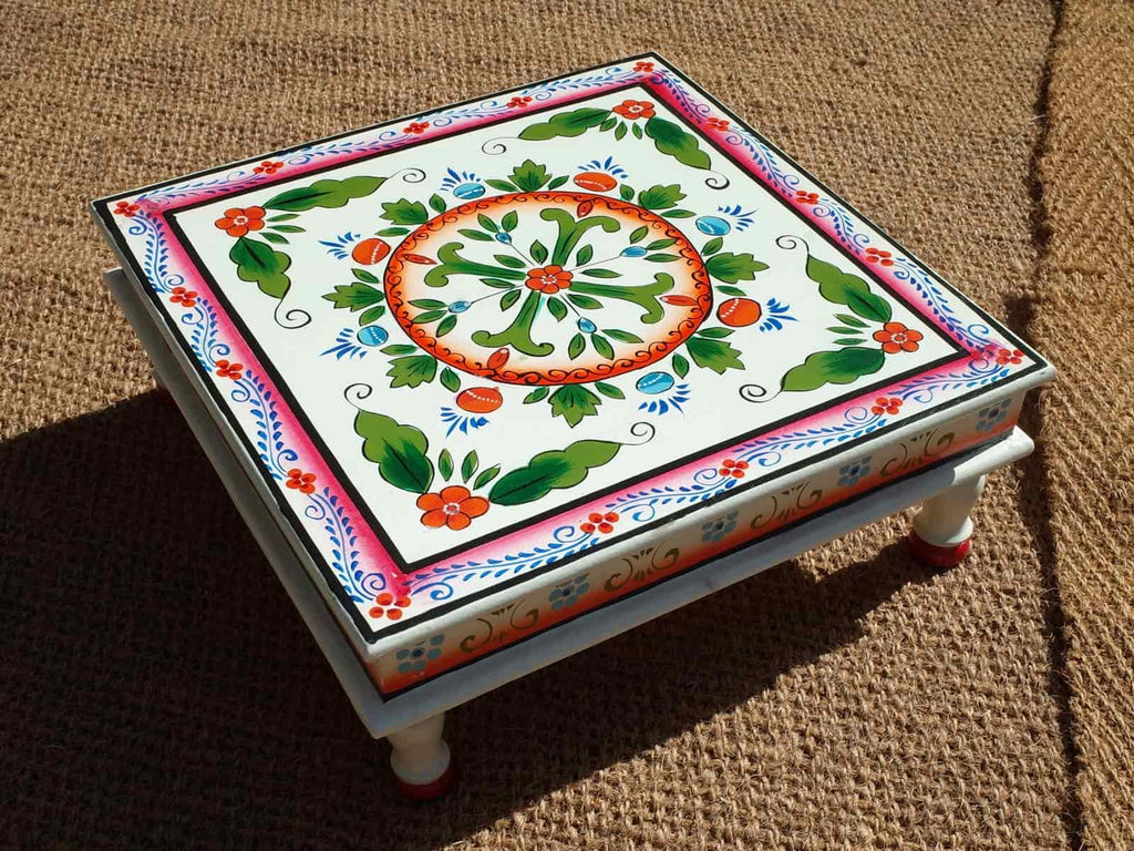 Ornate painted Indian camping furniture - Cream