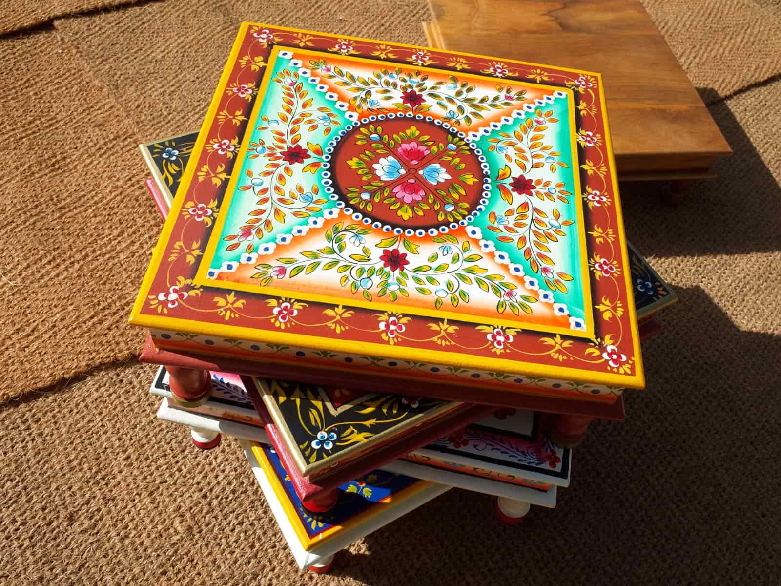 Ochre hand painted Indian low-level table