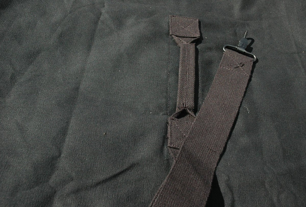 handle and strap of heavy duty canvas kit bag 30cm diameter black