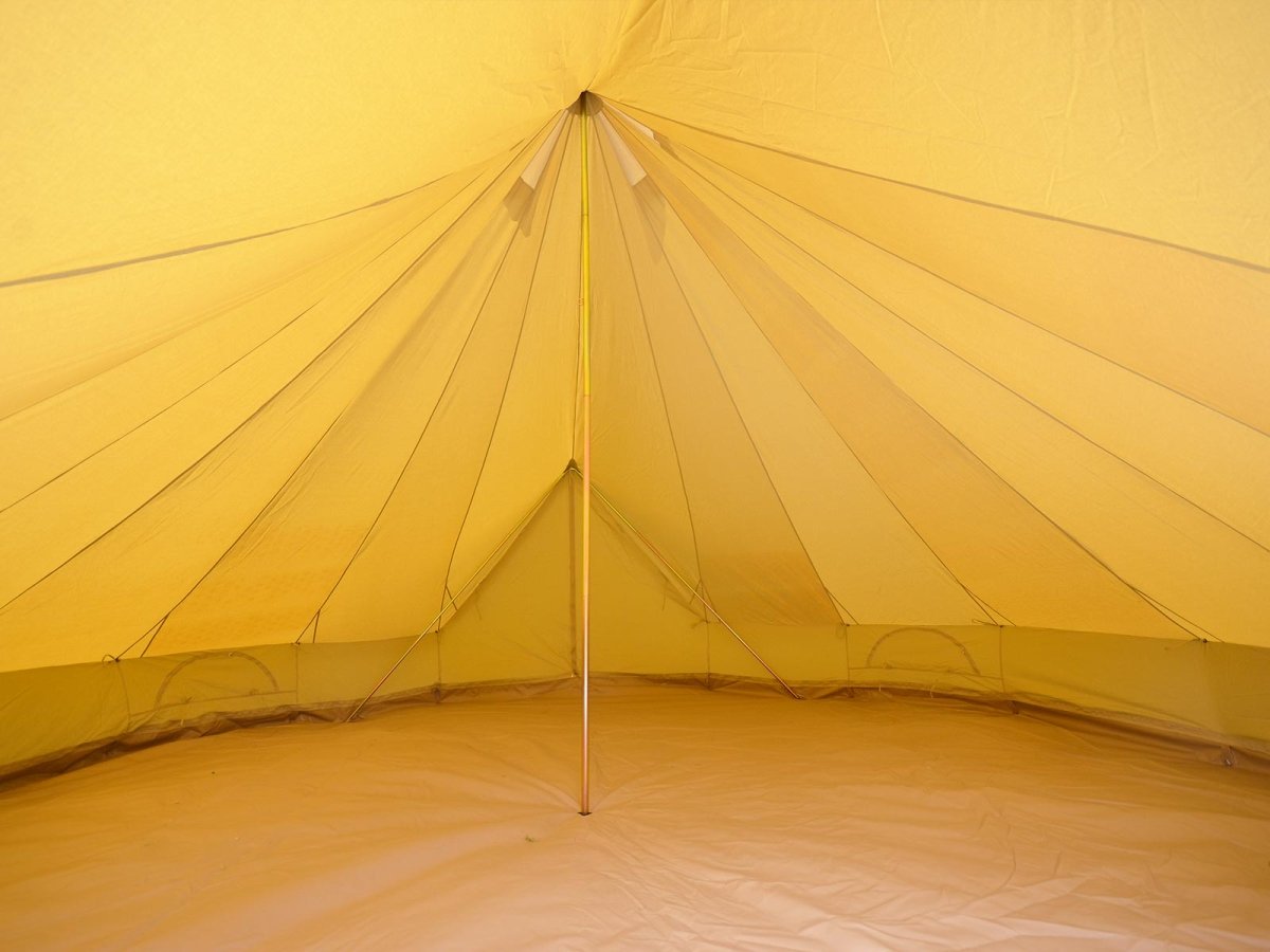 Inside a 6m Ultimate Double Door Bell Tent